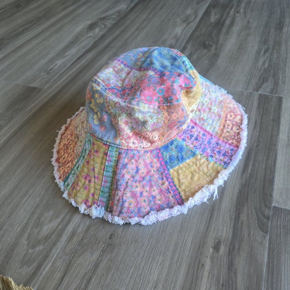 Natural Life Patchwork Boho Canvas Bucket Hat Adjustable Multicolor - Picture 7 of 7